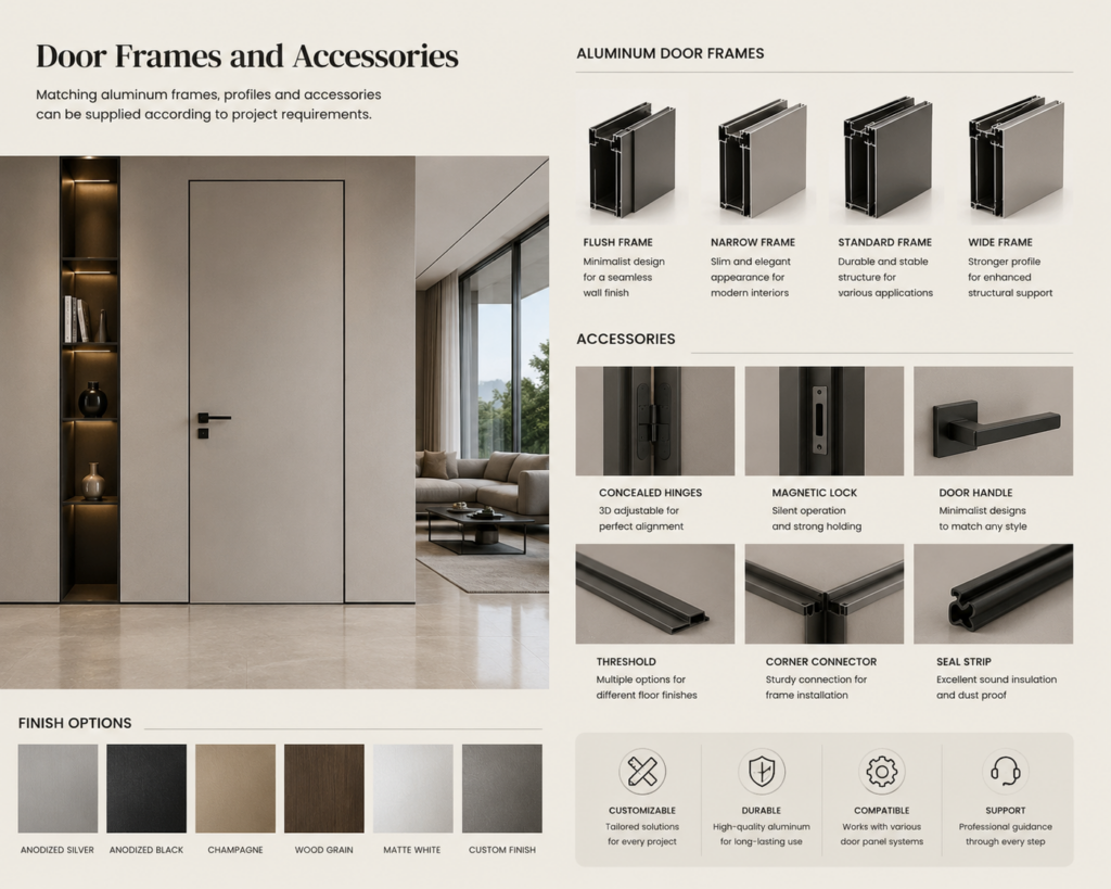 Matching aluminum frames, profiles and accessories can be supplied according to project requirements.