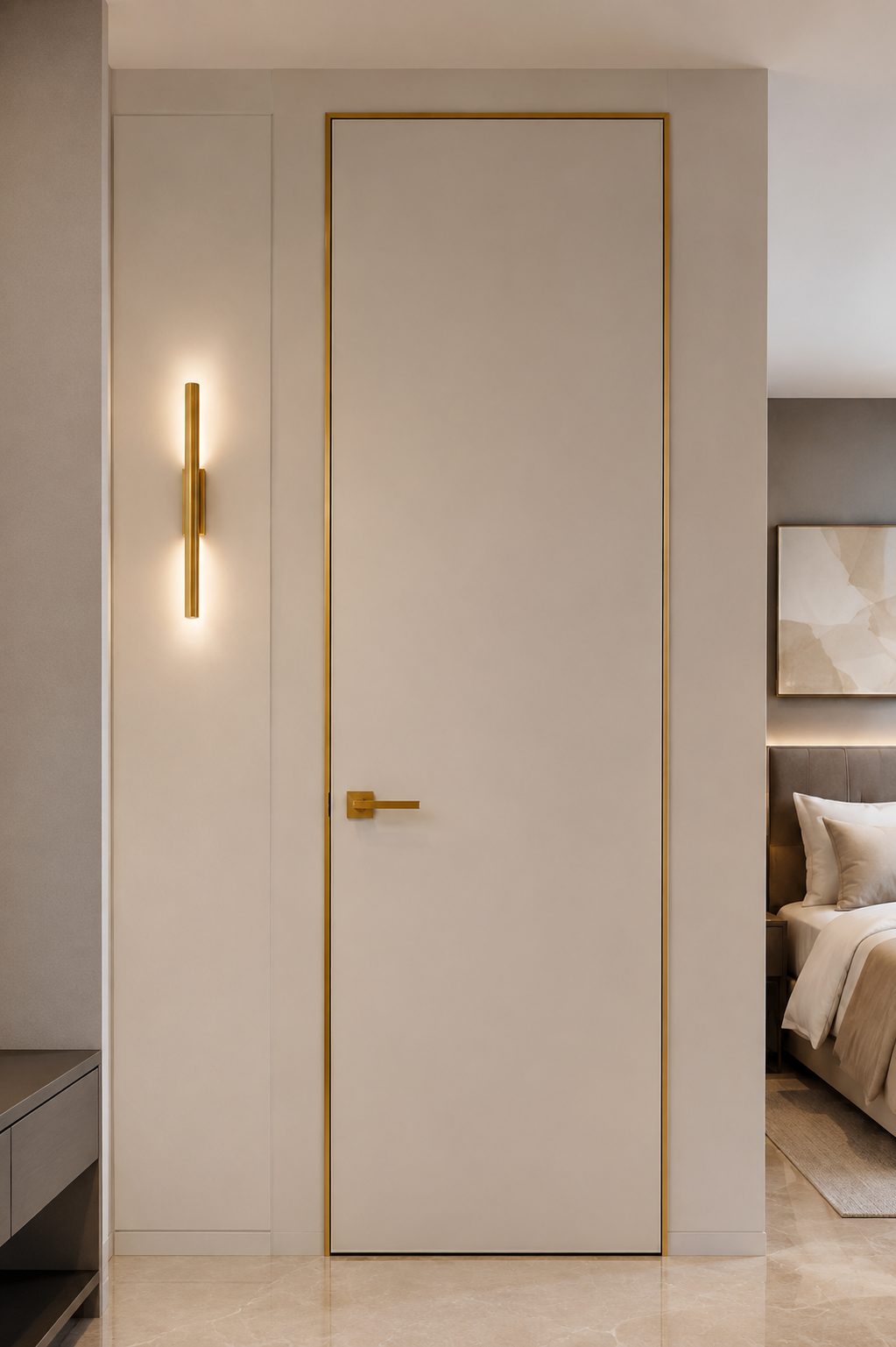 Luxury villa interior with modern aluminum door system