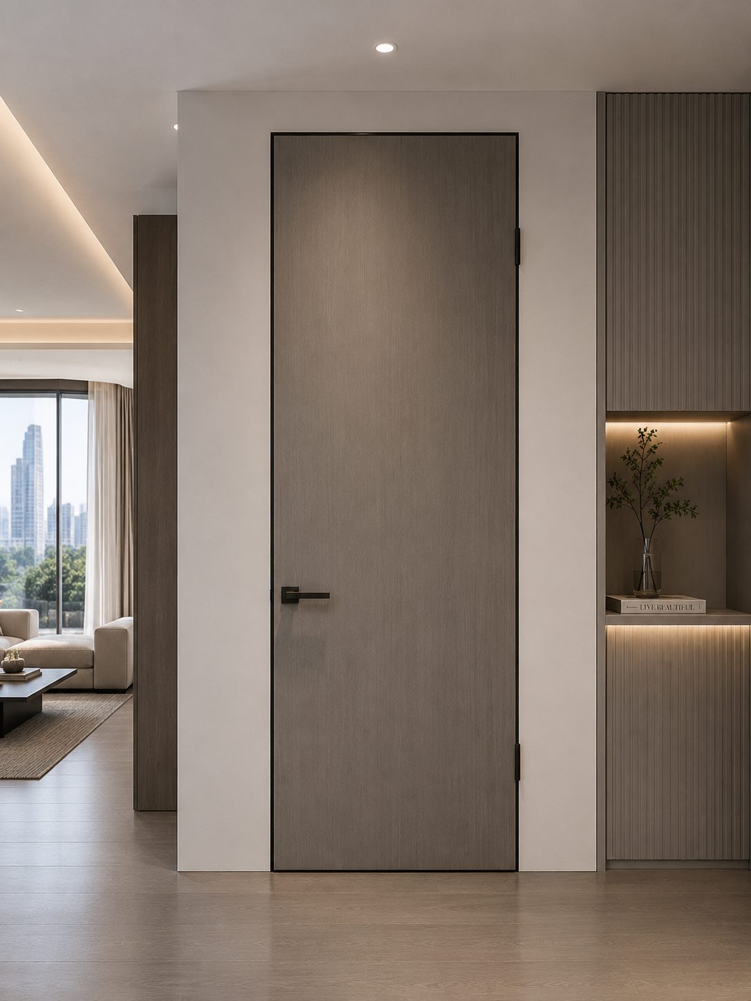 Minimalist hidden aluminum door for modern interior design